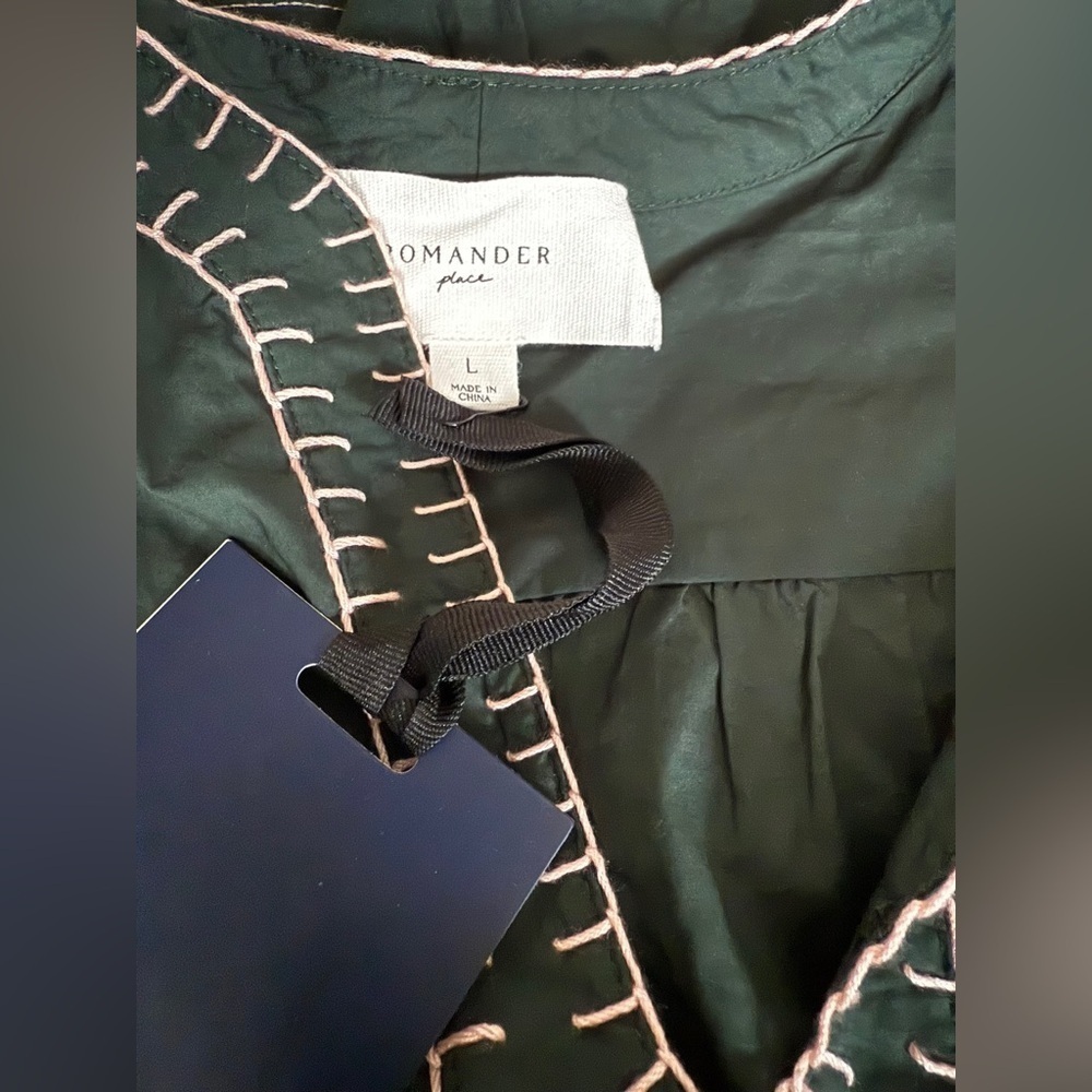 Pomander Place by Tuckernuck Evergreen Kinsley Dress L NWT Tiered Mini Shift - Picture 8 of 11